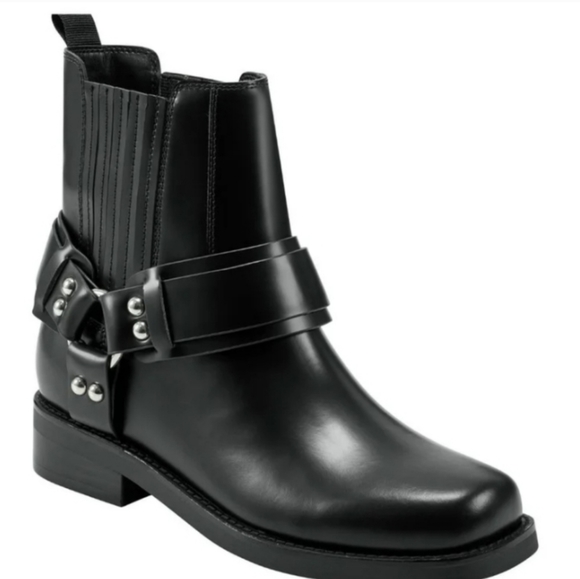 Marc Fisher Mizzi Moto Boots Harness Designer Leather Celebrity #42 - Picture 3 of 13